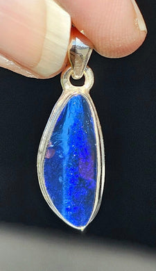Blue Opal Pendant, Australian Opal, Sterling Silver, October Birthstone, Precious Gemstone