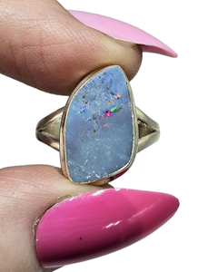 Opulent Opal Ring, Size O, October Birthstone, Australian Opal, Good Luck Stone