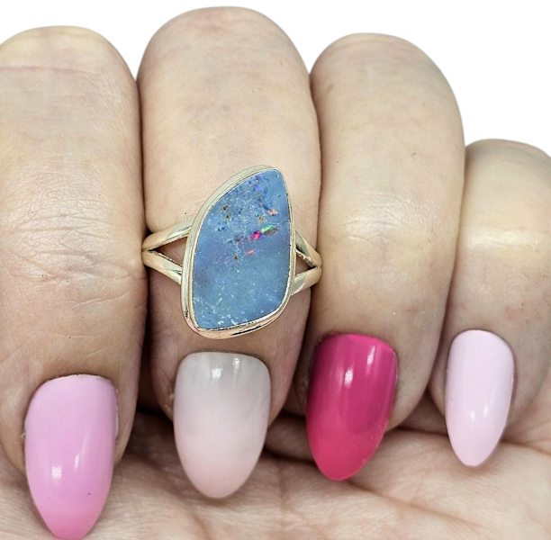 Opulent Opal Ring, Size O, October Birthstone, Australian Opal, Good Luck Stone