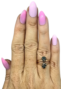 Rough Emerald Ring, May Birthstone, Size O 1/2, Rose Gold Plated Sterling Silver
