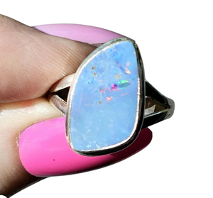 Opulent Opal Ring, Size O, October Birthstone, Australian Opal, Good Luck Stone