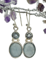 Load image into Gallery viewer, Aquamarine &amp; Blue Topaz Earrings, March and December Birthstones, Sterling Silver