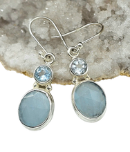 Load image into Gallery viewer, Aquamarine &amp; Blue Topaz Earrings, March and December Birthstones, Sterling Silver