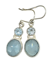 Load image into Gallery viewer, Aquamarine &amp; Blue Topaz Earrings, March and December Birthstones, Sterling Silver