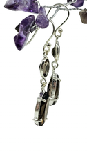 Load image into Gallery viewer, Dangly Smoky Quartz Earrings, Double drops, Sterling Silver, Caramel Brown, Grounding