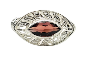 Marquise Garnet Ring, January Birthstone, 3 Sizes, Sterling Silver, Energy Stone, Natural
