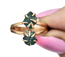 Load image into Gallery viewer, Rough Emerald Ring, May Birthstone, Size O 1/2, Rose Gold Plated Sterling Silver