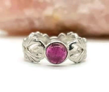 Load image into Gallery viewer, Pink Tourmaline Ring, 925 Sterling Silver, size 7.5, Cabochon Gemstone, Heart Chakra - GemzAustralia 