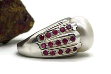 Load image into Gallery viewer, Mabe Pearl &amp; Ruby Ring, 925 Sterling Silver, June / July Birthstones, Size 8 - GemzAustralia 