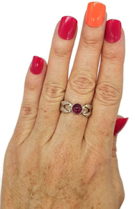 Pink Tourmaline Ring, 925 Sterling Silver, size 7.5, Cabochon Gemstone, Heart Chakra - GemzAustralia 