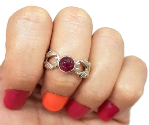 Pink Tourmaline Ring, 925 Sterling Silver, size 7.5, Cabochon Gemstone, Heart Chakra - GemzAustralia 