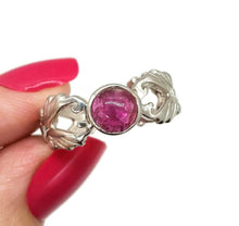 Load image into Gallery viewer, Pink Tourmaline Ring, 925 Sterling Silver, size 7.5, Cabochon Gemstone, Heart Chakra - GemzAustralia 