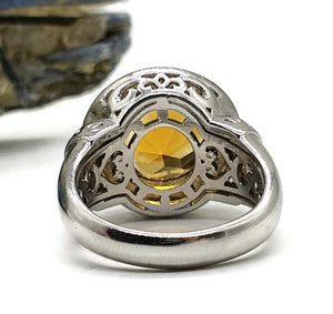 AAA+ Citrine Ring, Sterling Silver, size 7.5, Enamel, Genuine Gemstone, Round Shaped - GemzAustralia 