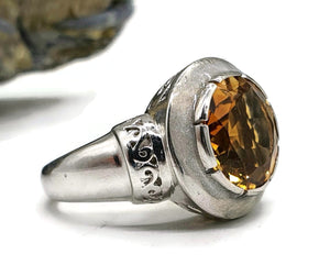 AAA+ Citrine Ring, Sterling Silver, size 7.5, Enamel, Genuine Gemstone, Round Shaped - GemzAustralia 