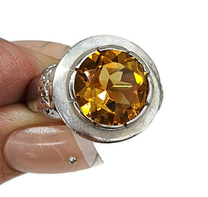 AAA+ Citrine Ring, Sterling Silver, size 7.5, Enamel, Genuine Gemstone, Round Shaped - GemzAustralia 