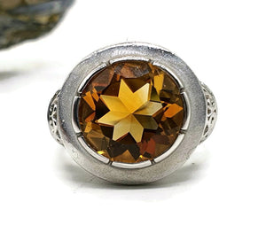 AAA+ Citrine Ring, Sterling Silver, size 7.5, Enamel, Genuine Gemstone, Round Shaped - GemzAustralia 