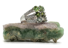 Load image into Gallery viewer, Green &amp; Blue Tourmaline Ring, size 9, Sterling Silver, Nine Stone ring - GemzAustralia 