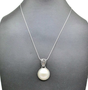 Mabe Pearl Pendant, Filigree Bail, Sterling Silver, June Birthstone, Bezel Set, Freshwater - GemzAustralia 