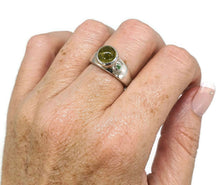 Load image into Gallery viewer, Green Tourmaline &amp; Tsavorite Ring, 2 sizes, Sterling Silver, Verdelite Gemstone - GemzAustralia 