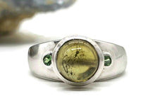 Load image into Gallery viewer, Green Tourmaline &amp; Tsavorite Ring, 2 sizes, Sterling Silver, Verdelite Gemstone - GemzAustralia 