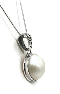 Mabe Pearl Pendant, Filigree Bail, Sterling Silver, June Birthstone, Bezel Set, Freshwater - GemzAustralia 