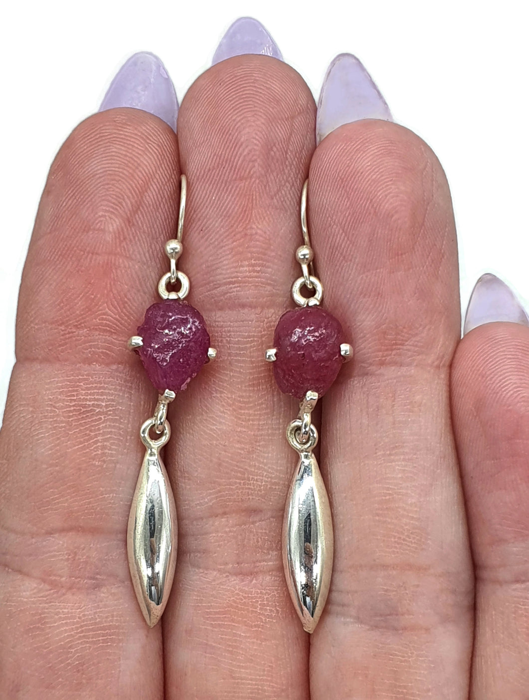 Raw Ruby Earrings, Sterling Silver, July Birthstone, Rough Gemstones, Natural Gems - GemzAustralia 