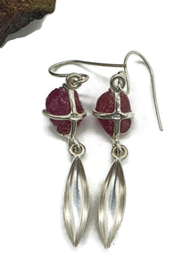 Raw Ruby Earrings, Sterling Silver, July Birthstone, Rough Gemstones, Natural Gems - GemzAustralia 