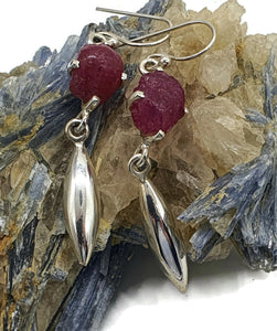 Raw Ruby Earrings, Sterling Silver, July Birthstone, Rough Gemstones, Natural Gems - GemzAustralia 