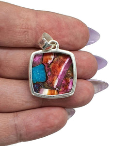 Oyster Turquoise Pendant with Pink Opal, Sterling Silver - GemzAustralia 