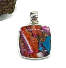 Load image into Gallery viewer, Oyster Turquoise Pendant with Pink Opal, Sterling Silver - GemzAustralia 