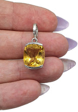 Load image into Gallery viewer, Citrine Pendant, Sterling Silver, 5.5 carats, Money Stone, Rectangle Shaped, Success Stone - GemzAustralia 