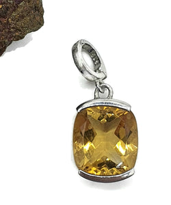 Citrine Pendant, Sterling Silver, 5.5 carats, Money Stone, Rectangle Shaped, Success Stone - GemzAustralia 