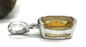 Citrine Pendant, Sterling Silver, 5.5 carats, Money Stone, Rectangle Shaped, Success Stone - GemzAustralia 
