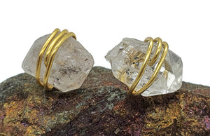 Raw Herkimer Diamond Studs, April Birthstone, Sterling Silver, 18k gold Plated - GemzAustralia 