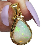 Load image into Gallery viewer, Pear Ethiopian Opal Pendant, Sterling Silver, 18K Gold Plated, October Birthstone - GemzAustralia 