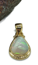 Load image into Gallery viewer, Pear Ethiopian Opal Pendant, Sterling Silver, 18K Gold Plated, October Birthstone - GemzAustralia 