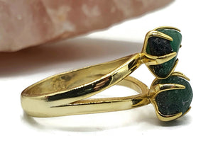Gold Rough Emerald Ring, size 6.25, Sterling Silver, May Birthstone, Natural Gemstone - GemzAustralia 