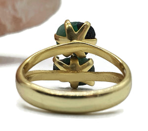 Gold Rough Emerald Ring, size 6.25, Sterling Silver, May Birthstone, Natural Gemstone - GemzAustralia 