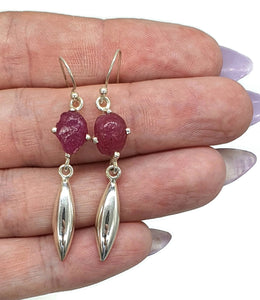Raw Ruby Earrings, Sterling Silver, July Birthstone, Rough Gemstones, Natural Gems - GemzAustralia 