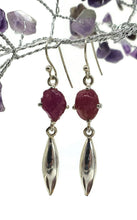 Load image into Gallery viewer, Raw Ruby Earrings, Sterling Silver, July Birthstone, Rough Gemstones, Natural Gems - GemzAustralia 