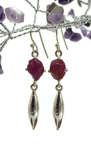 Raw Ruby Earrings, Sterling Silver, July Birthstone, Rough Gemstones, Natural Gems - GemzAustralia 