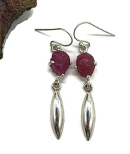 Load image into Gallery viewer, Raw Ruby Earrings, Sterling Silver, July Birthstone, Rough Gemstones, Natural Gems - GemzAustralia 