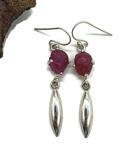 Raw Ruby Earrings, Sterling Silver, July Birthstone, Rough Gemstones, Natural Gems - GemzAustralia 