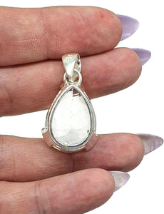 Quartz Crystal Pendant, Sterling Silver, 28 carats, Pear faceted, Concentration Gem - GemzAustralia 