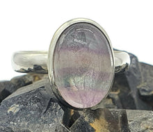 Load image into Gallery viewer, Fluorite Ring, Size 9, Sterling Silver, Oval Shape, Purple Blue Fluorite, Magical - GemzAustralia 