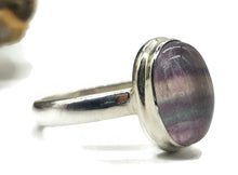 Load image into Gallery viewer, Fluorite Ring, Size 9, Sterling Silver, Oval Shape, Purple Blue Fluorite, Magical - GemzAustralia 