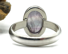 Load image into Gallery viewer, Fluorite Ring, Size 9, Sterling Silver, Oval Shape, Purple Blue Fluorite, Magical - GemzAustralia 