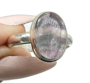 Fluorite Ring, Size 9, Sterling Silver, Oval Shape, Purple Blue Fluorite, Magical - GemzAustralia 