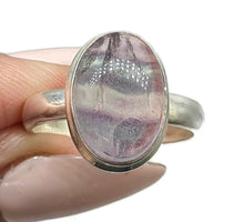 Load image into Gallery viewer, Fluorite Ring, Size 9, Sterling Silver, Oval Shape, Purple Blue Fluorite, Magical - GemzAustralia 