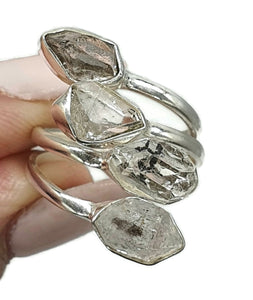 Herkimer Diamond Ring, Size 7, Sterling Silver, Double Terminated Quartz, Rough Gem - GemzAustralia 